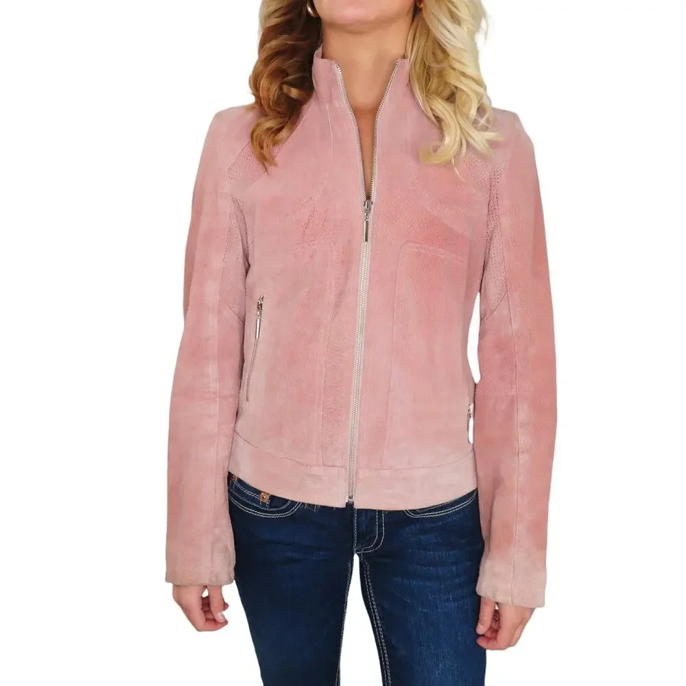 Vintage Wilson's Leather Pink Leather Jacket Pink Suede Small Glam